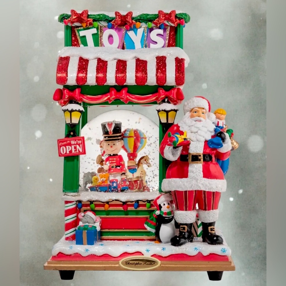Christopher Radko Toy Shop Santa Snow Globe Musical Limited New in Box